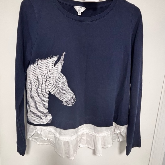 Crown & Ivy Navy Long Sleeve with Zebra Accent - Picture 1 of 4